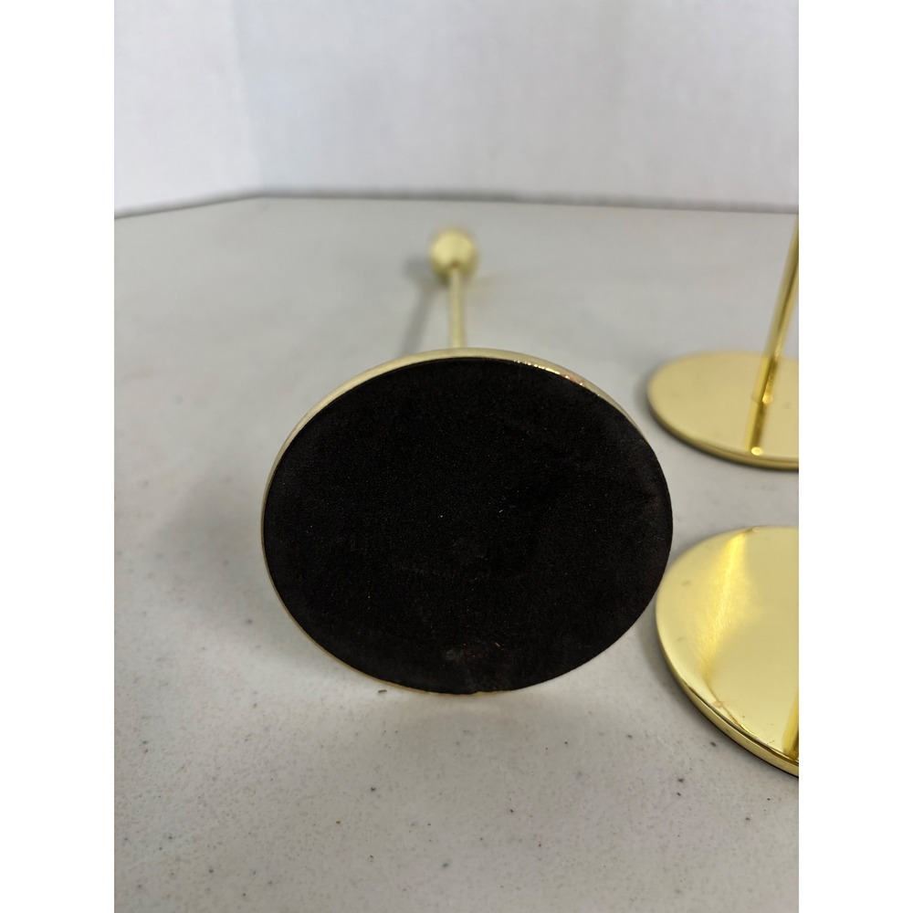 Gold Taper Candle Holder Set of 3 Minimalist Polished Metal Candlesticks Tiered - Picture 3 of 3